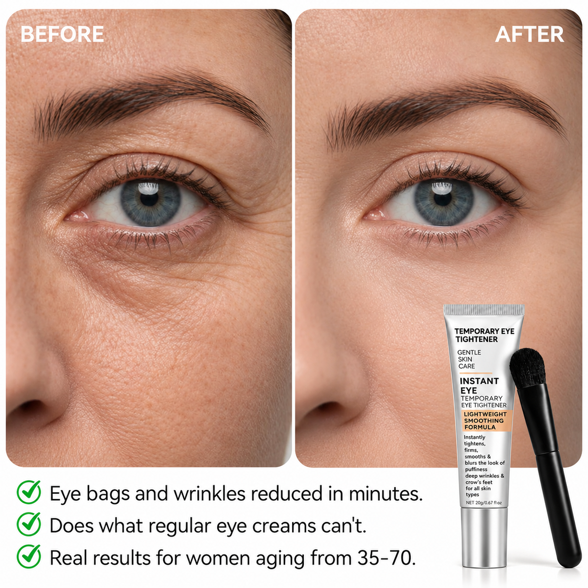 Reverse-Aging Temporary Eye Tightener: Younger Looking Eyes In 90 Seconds