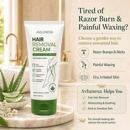 Avlunexa™ Natural Gentle Hair Removal Cream | For Women & Men, Sensitive Skin